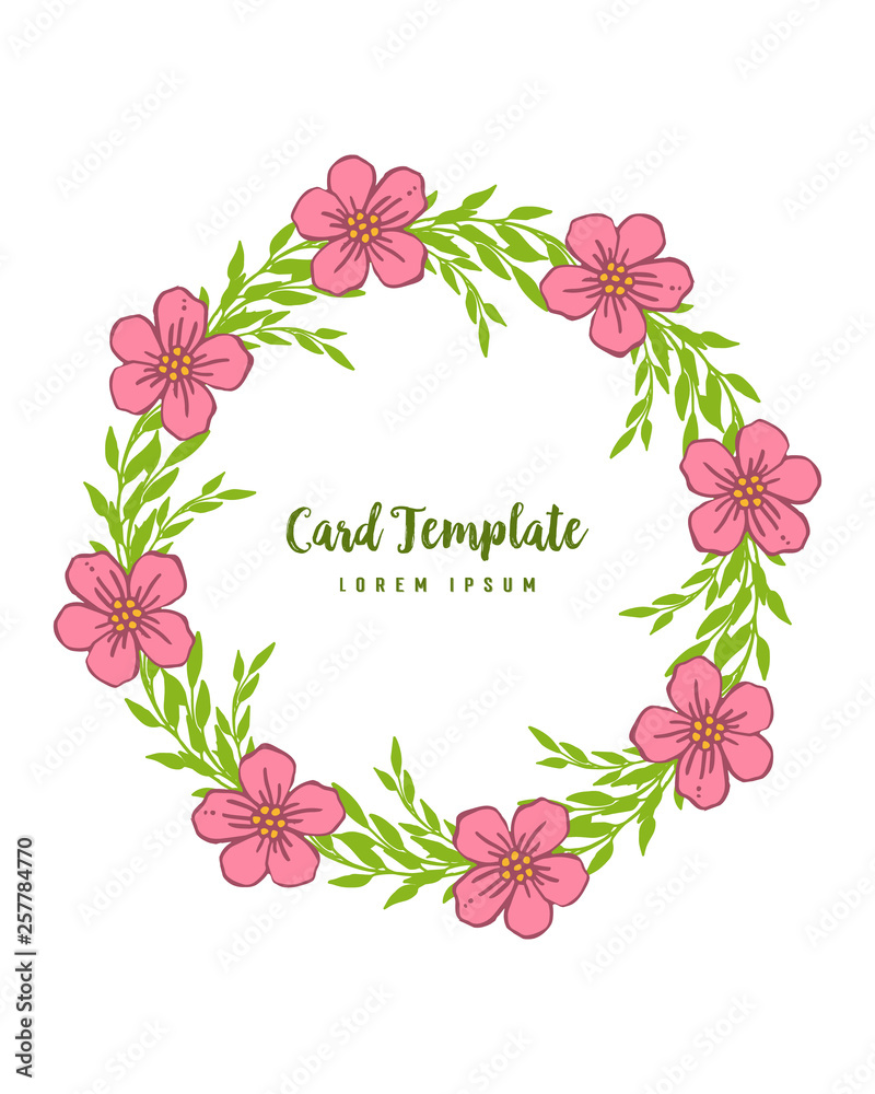 Vector illustration beautiful pink wreath frame for decor card template