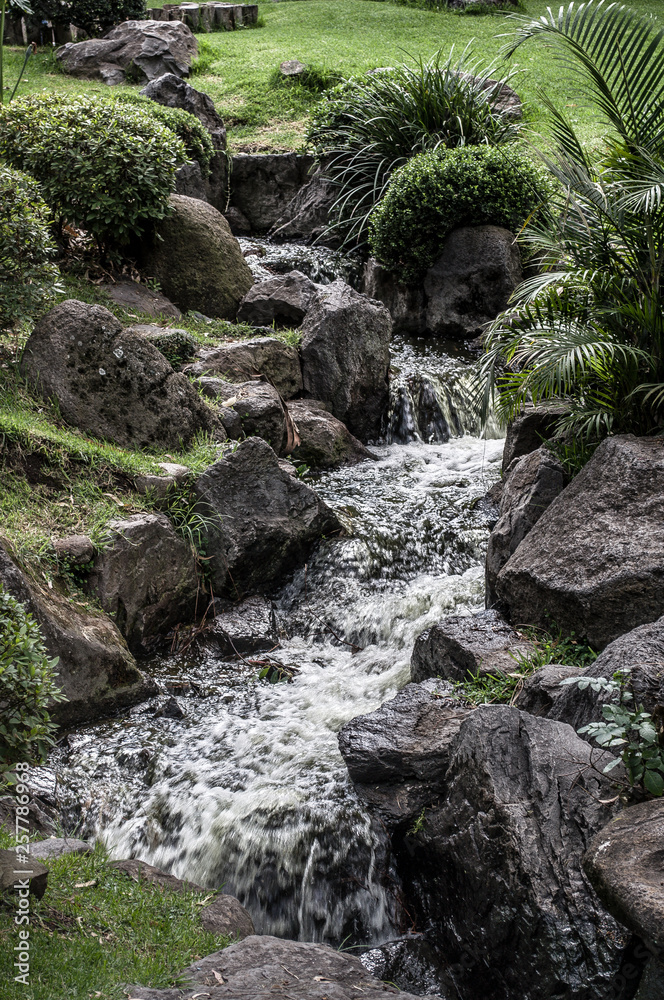A waterfall in the middle of Colomos forest in Guadalajara, Mexico A waterfall in the middle of Colomos forest in Guadalajara, Mexico