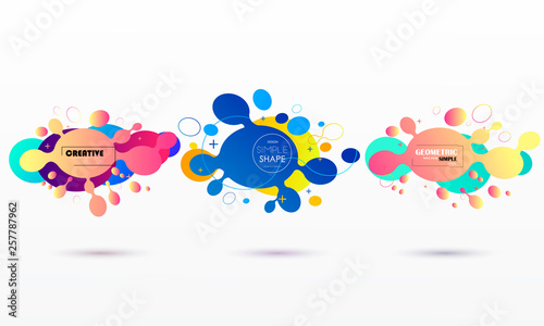 Set abstract colorful liquid geometric shape. fluid gradient design for banner, card, brochure. Isolated waves.