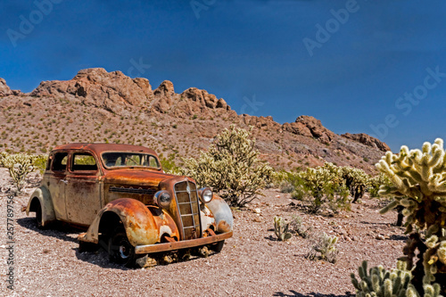 Old cars and rustic vehicles of Nelson Ghost Town.
