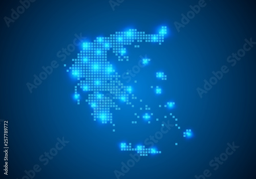 Abstract blue background with map, internet line, connected points. map with dot nodes. Global network connection concept. Wire frame 3D mesh polygonal network line. vector.