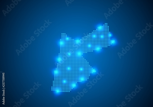 Abstract blue background with map, internet line, connected points. map with dot nodes. Global network connection concept. Wire frame 3D mesh polygonal network line. vector.