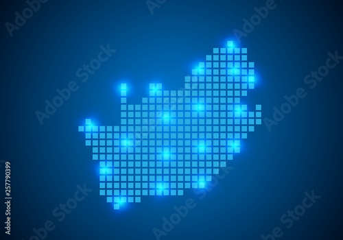 Abstract blue background with map, internet line, connected points. map with dot nodes. Global network connection concept. Wire frame 3D mesh polygonal network line. vector.