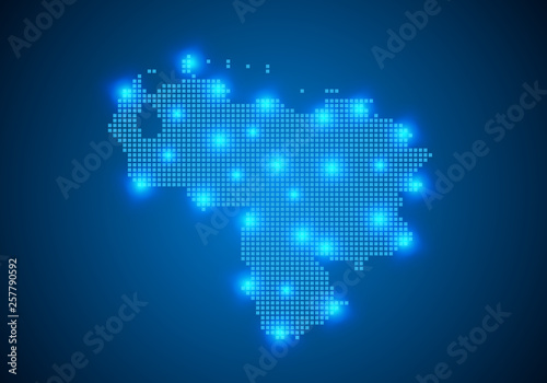 Abstract blue background with map, internet line, connected points. map with dot nodes. Global network connection concept. Wire frame 3D mesh polygonal network line. vector.