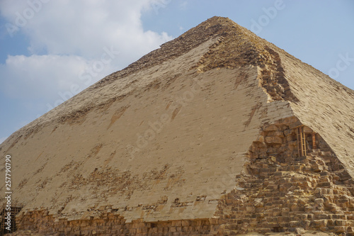 Dahshur  Egypt  A closeup view of the Bent Pyramid  built under the Old Kingdom Pharaoh Sneferu  c. 2600 BC .