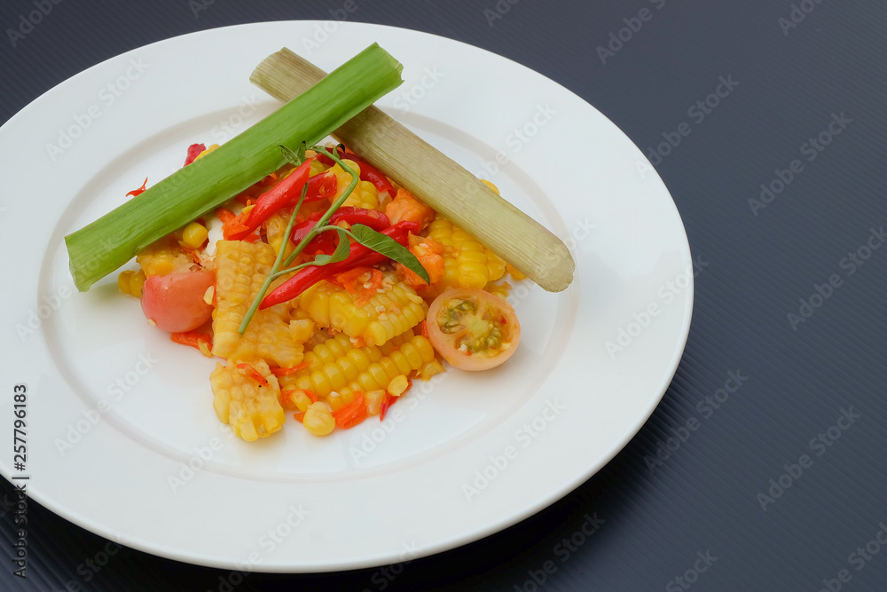 Thai spicy corn salad with salted egg Thai spicy corn salad with salted egg