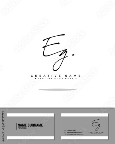 E G EG initial handwriting logo template vector.  signature logo concept