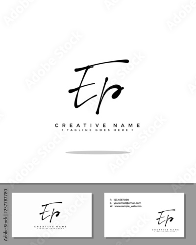 E P EP initial handwriting logo template vector.  signature logo concept
