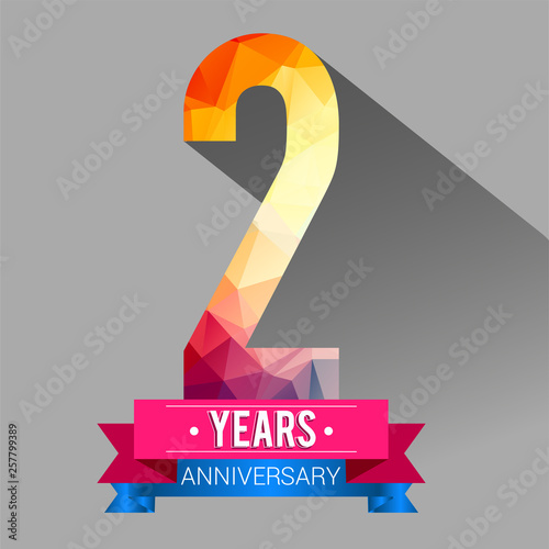 2 Years Anniversary logo. with colorful polygonal design elements.