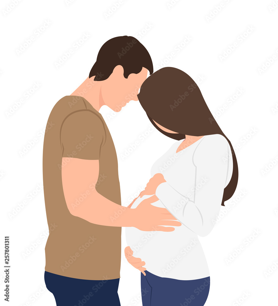 Cartoon people character design pregnant wife and husband Stock Vector |  Adobe Stock