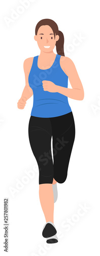 Cartoon people character design young pretty woman jogging