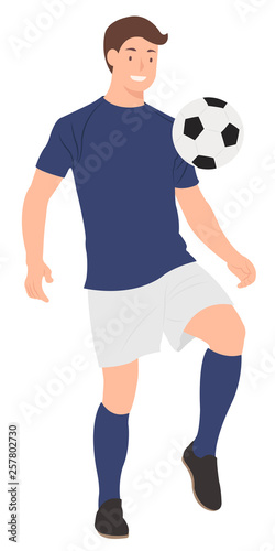 Cartoon people character design soccer player playing with a soccer ball