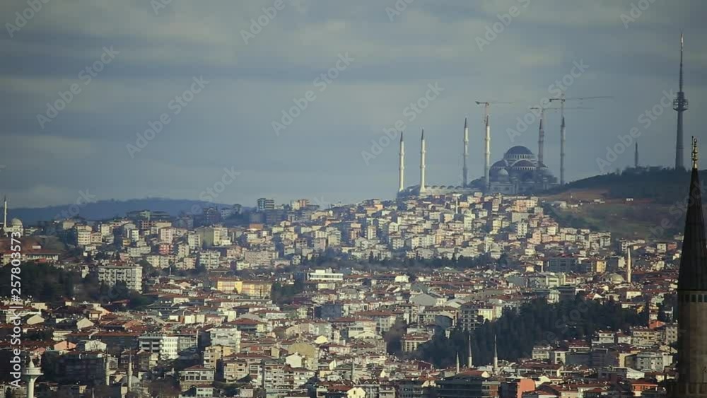 Seagulls freely flying over old city of Istanbul. Enjoying the cityscape. Tourism, journey concept. Distant aerial view Seagulls freely flying over old city of Istanbul. Enjoying the cityscape. Tourism, journey concept. Distant aerial view