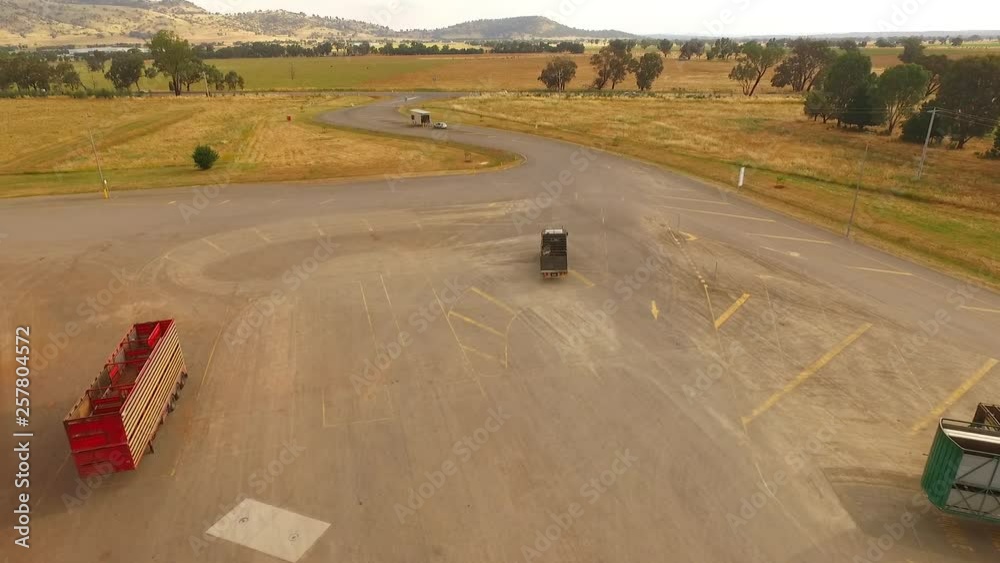 Empty Cattle and Livestock Trucks Transport Arriving at Auction, Sale