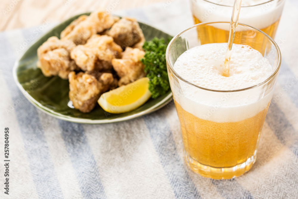 ノンアルコールビールと唐揚げ