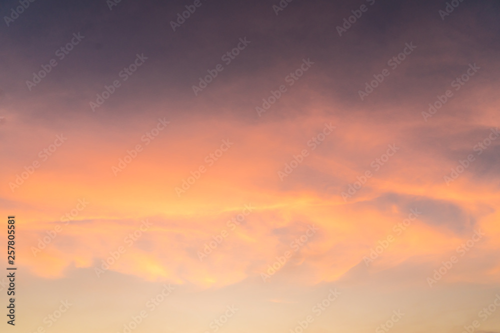 Sky light sunset. Orange sky cloud background