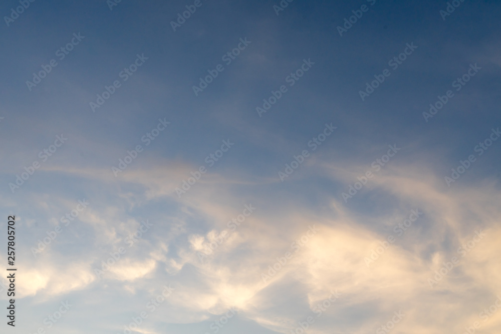 Sky light sunset. Blue sky cloud background
