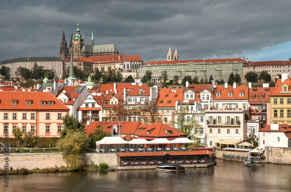 Prague old town, Cech Republic. Praha Castle with churches, chapels and towers