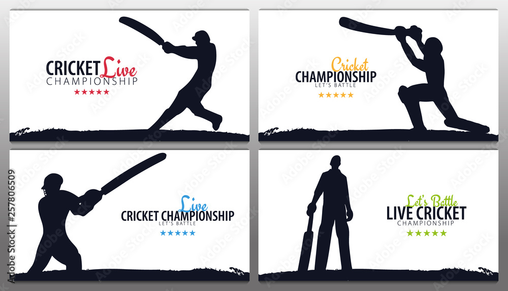 Cricket Championship banner or poster, design with players and bats ...