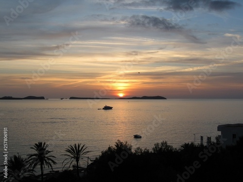 Sunset on the island of Ibiza, Spain