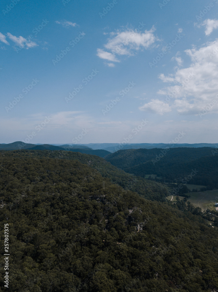 Aerial view of Glenworth Valley, NSW, Australia.