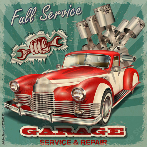 Vintage garage retro poster