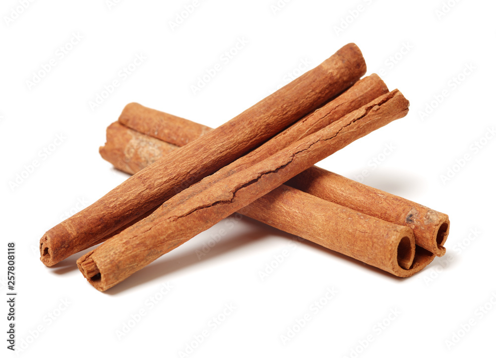 Cinnamon on white background 