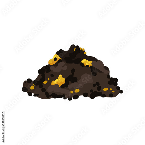 Rock formation with gold on white background.