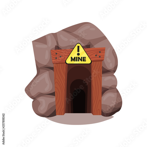 Entrance to tunnel on white background. Vector illustration.