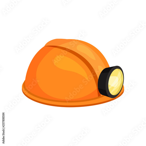 Yellow miner helmet on white background. Vector illustration.