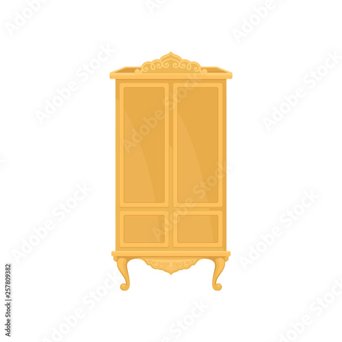 Golden wardrobe on white background. Vector illustration.