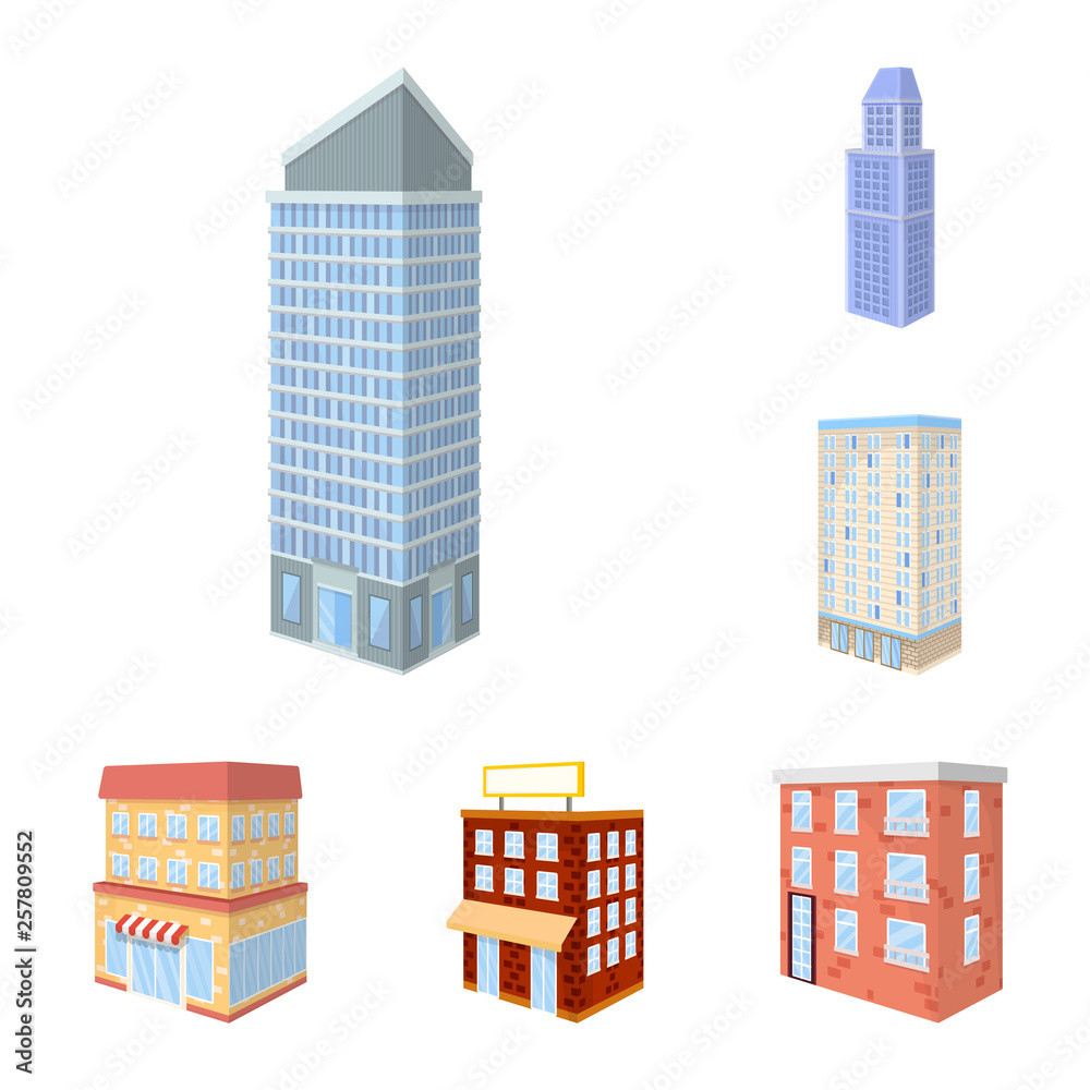 Vector design of city and build icon. Collection of city and apartment vector icon for stock.