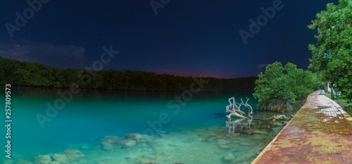Cancun  Night in the Nichupt   lagoon in the hotel zone of Mexico