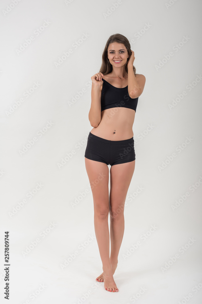Beautiful woman with healthy body on white background Beautiful woman with healthy body on white background