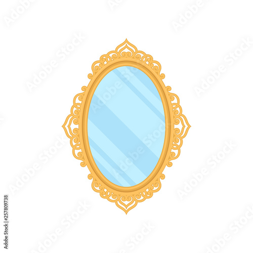 Antique mirror on white background. Vector illustration.