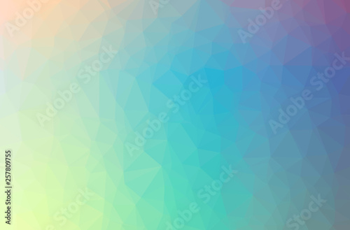 Illustration of abstract Blue, Green And Yellow horizontal low poly background. Beautiful polygon design pattern.