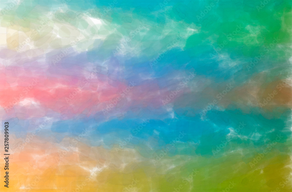 Abstract illustration of blue, green, yellow and red Watercolor with low coverage background