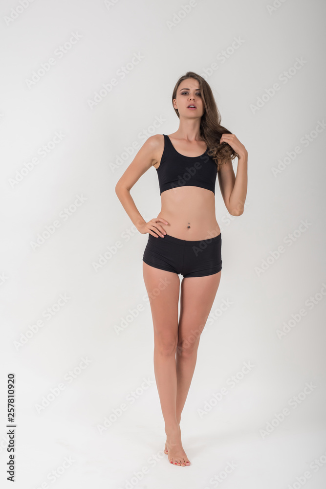 Beautiful woman with healthy body on white background Beautiful woman with healthy body on white background