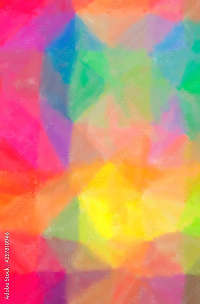 Abstract illustration of green, orange, pink, red, yellow Dry Brush Oil Paint background