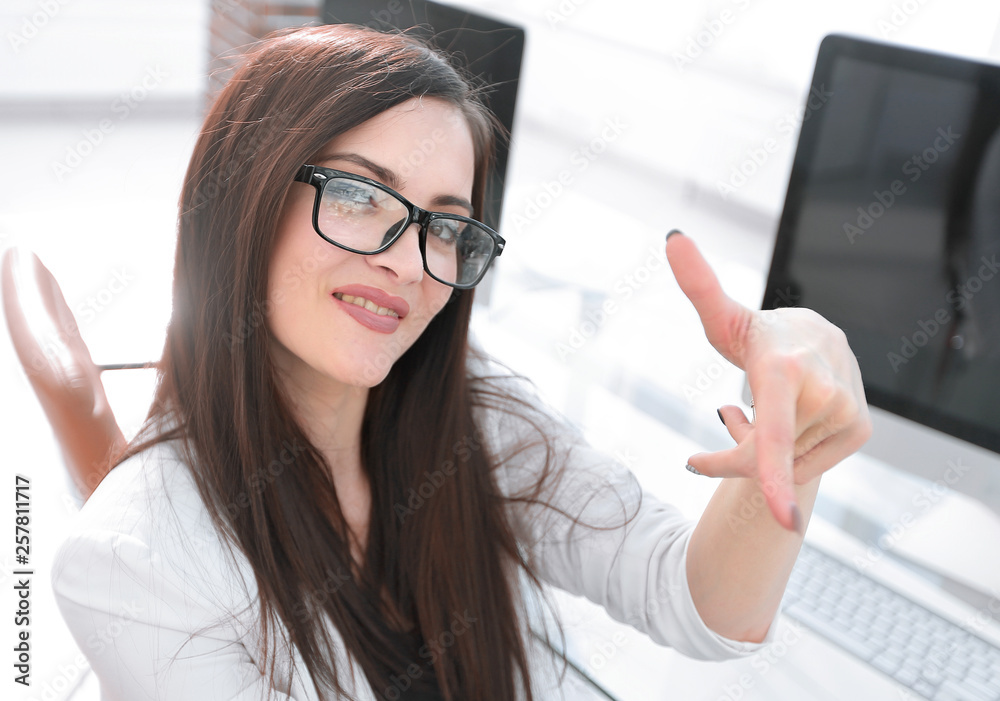 successful business woman pointing to you successful business woman pointing to you