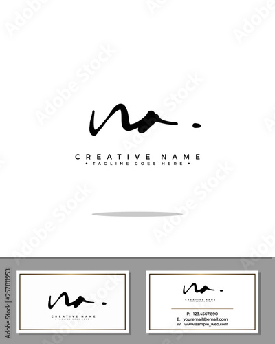 N A NA initial handwriting logo template vector.  signature logo concept