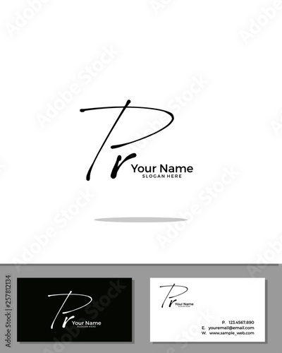 P R PR initial handwriting logo template vector. signature logo concept