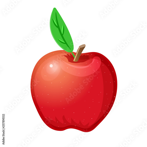 Red Apple isolated on white background. Vector. Cartoon.