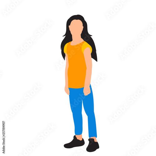 vector on white background in flat style little girl