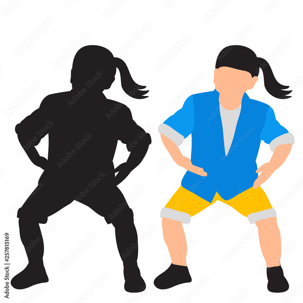 vector, on a white background, silhouette of a dancing child, girl vector, on a white background, silhouette of a dancing child, girl