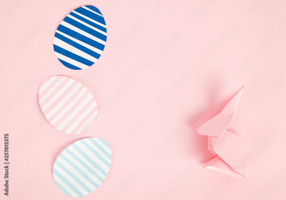 Fototapeta premium Happy Easter Background With Rabbit And Eggs