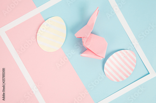 Happy Easter Background With Rabbit And Eggs