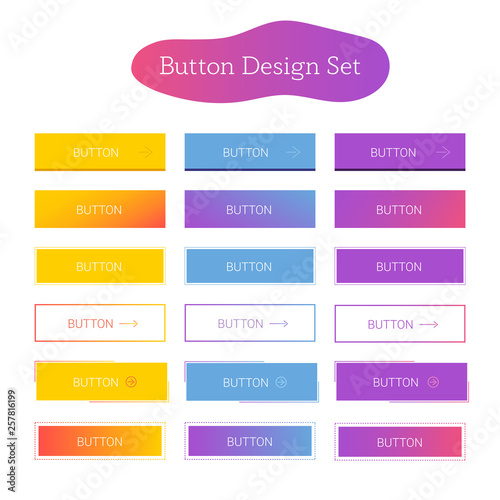 Buttons design set. Navigation of website. Vector design template