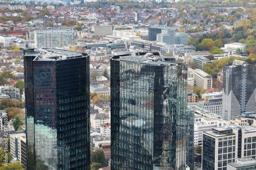 Panoramic view from observation point from Main Tower to Frankfurt and suburbans  Germany