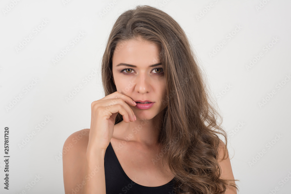 Beautiful woman with healthy body on white background Beautiful woman with healthy body on white background